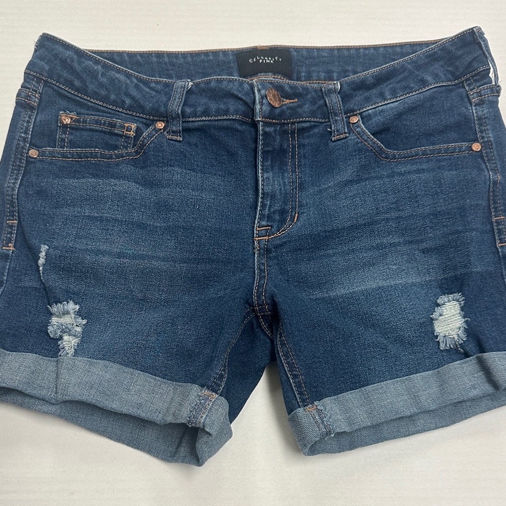 Celebrity Pink Dark Blue Distressed Jean Shorts